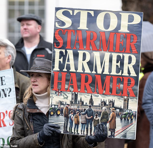 Farmers protest outside of Westminster last year following Labour's tightening of the belt on land inheritance
