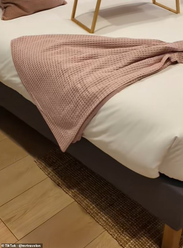 He highlighted the IKEA-branded double bed, rug, lighting, and even the desk - a recognisable piece from the company¿s catalogue