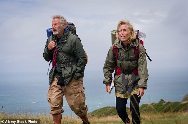 Gillian Anderson and Jason Isaacs in the film adaptation of The Salt Path, released in May
