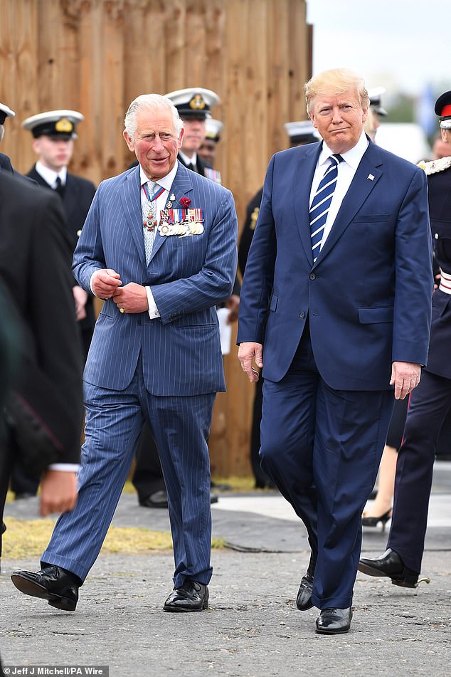The then Prince of Wales and US President Donald Trump during commemorations for the 75th Anniversary of the D-Day landings in 2019