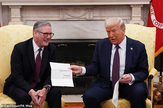 In February, during a meeting at the White House, Sir Keir Starmer presented Mr Trump with a 'historic and unprecedented' personal invitation from the King