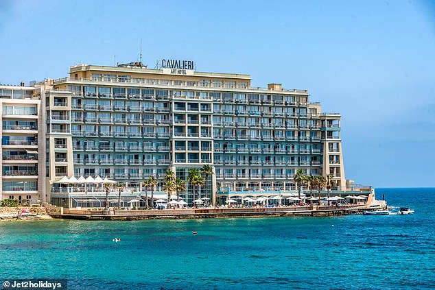 A medical team were called to the Cavalieri Art Hotel (pictured) at Triq Spinola at around 4.15am, where they discovered Mr Thomas' lifeless body on the ground outside of the building. Malta Police's investigations into the tragic fall remain ongoing