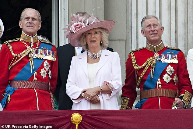 Philip with Camilla and Charles in June 2010. Throughout adulthood the father and son struggled to get on with Philip doing very little to disguise his feelings