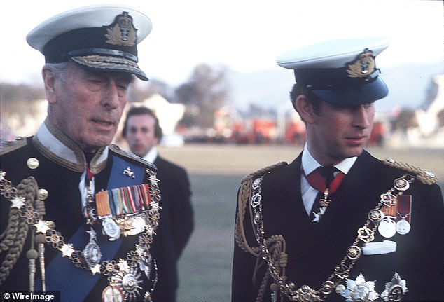 Charles with Lord Mountbatten in 1975. Charles often lent on Mountbatten for advice as he navigated his duties as a young royal and he also willingly accepted criticism from his uncle