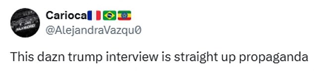 Social media was critical of DAZN for airing the interview after an international tournament