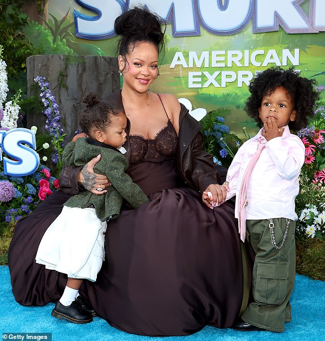 The songstress - who is expecting her third child with partner A$AP Rocky - made a red carpet debut with both her little ones at the star-studded event ahead of the movie's release in theaters on July 18