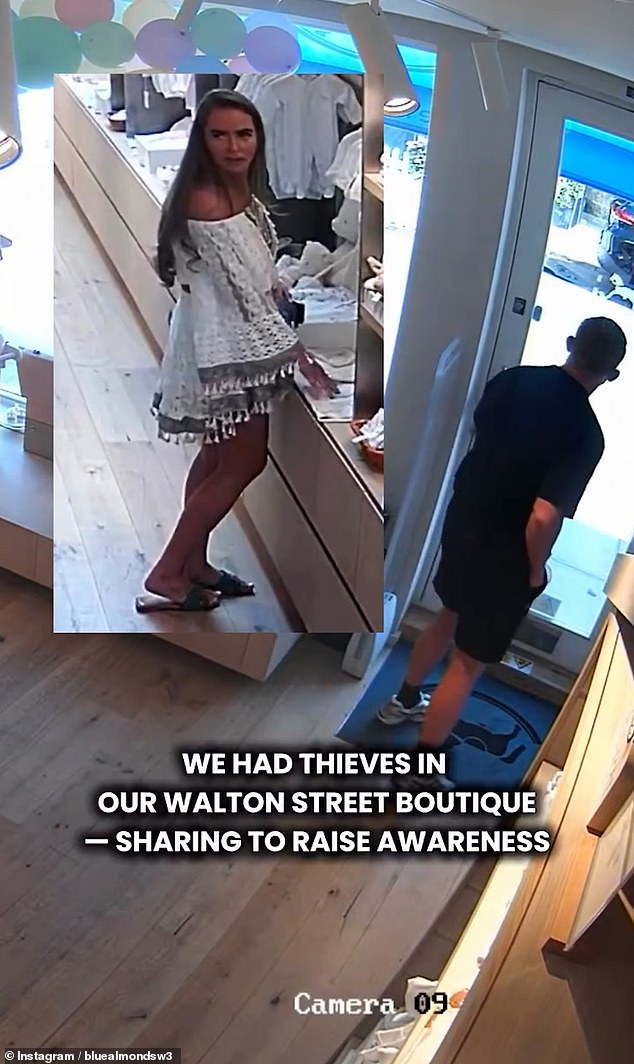 He then casually walks towards the door, waves goodbye to shopkeepers and strolls off