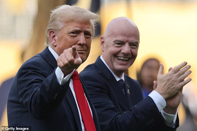 Trump and Gianni Infantino, FIFA president, react following the FIFA Club World Cup final
