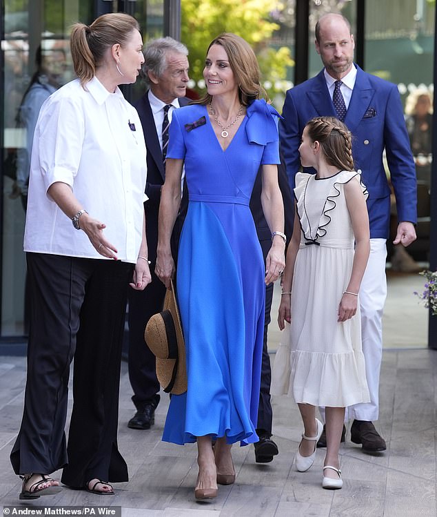 The Princess of Wales beamed as she arrived at the All England Club for the men's Wimbledon final