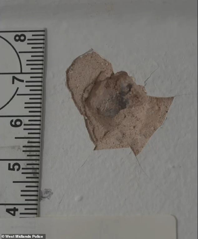 Helena Lothian had been out at the time, having been followed by the trio earlier, but now has a permanent memory of the incident in the shape of a bullet mark in the living room sofa where she normally sits