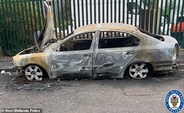 The thugs then drove off from the scene before torching the stolen car