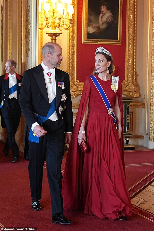 Burton, who is creative director at Givenchy, has long been designing outfits for the princess having just made the dramatic dark red gown she wore to the State Banquet on July 8