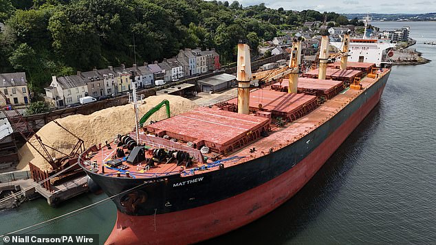 The Mv Matthew's crew did not know suspicions about its activities had been relayed to An Garda Siochana and the drugs and organised crime bureau was monitoring the ship (pictured)