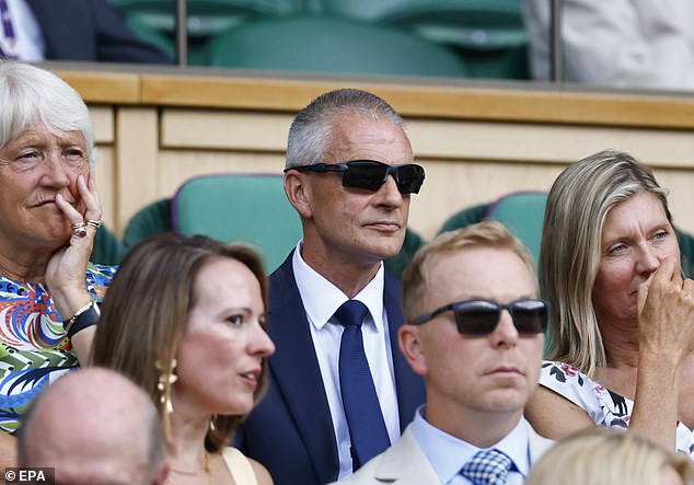 BBC director general Tim Davie at the Wimbledon women's doubles final yesterday