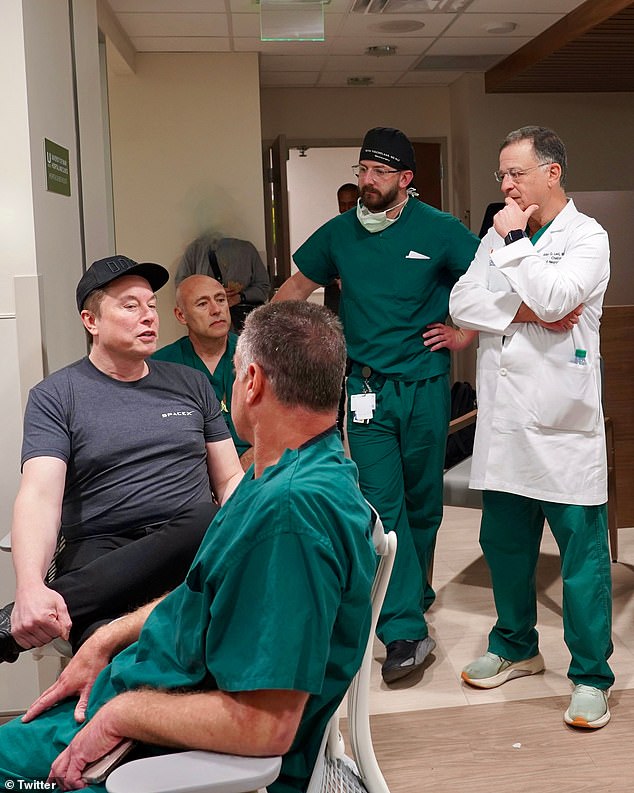 Elon Musk co¿founded Neuralink in 2016 and personally invested at least $100 million, and remains its largest individual shareholder. He is seen chatting with doctors last month