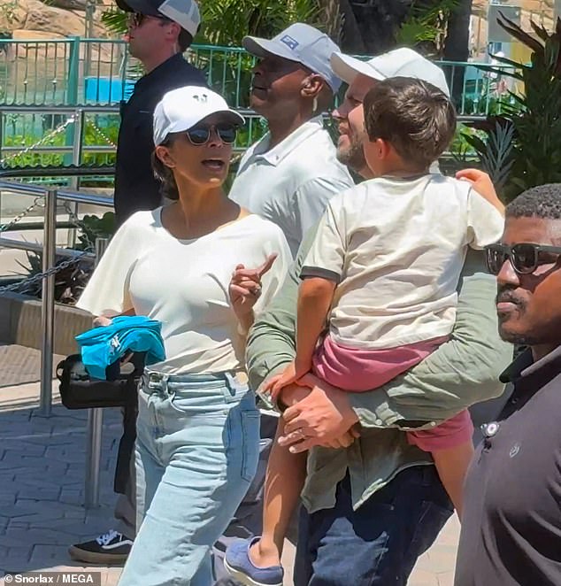The Vice President, 40, strolled through Disneyland in Los Angeles, California, hand-in-hand with two of his children, Vivek and Mirabel, along with wife Usha Vance on Saturday