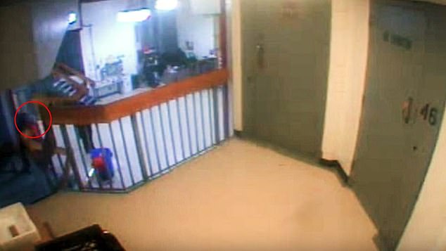 At one point, the footage appears to shows the orange jumpsuit-clad pedophile being led to his cells by a guard and being trailed by a second one