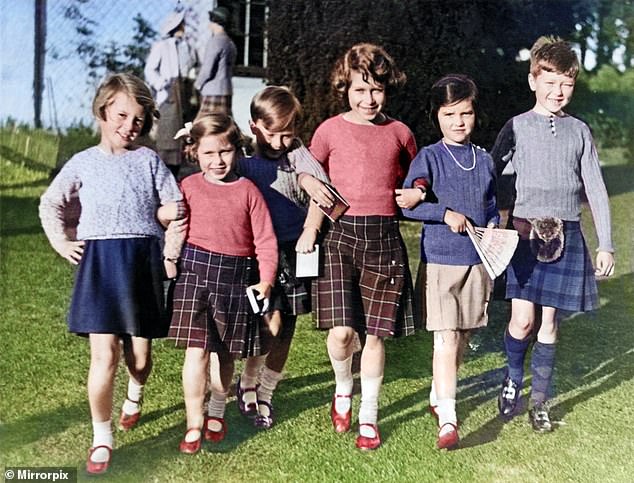Marten’s grandmother, Mary Sturt (fifth from left) with the future Queen (fourth from left) and Princess Margaret (second from left) in 1935
