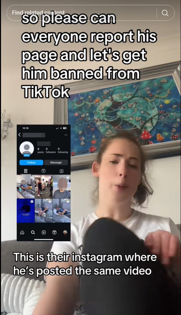 The 22-year-old encouraged her followers to report the Instagram account linked to the video, which is no longer active
