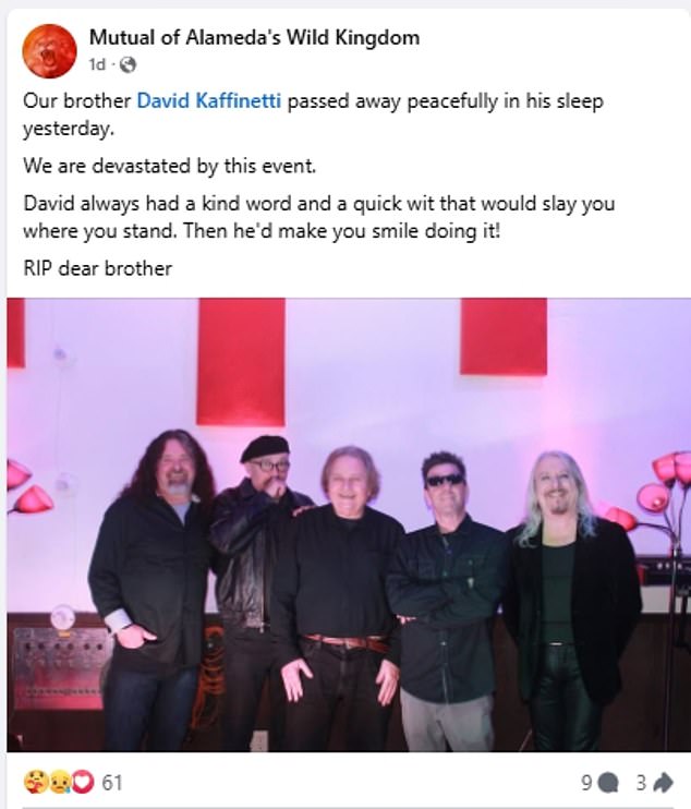 Kaff is pictured center with his band