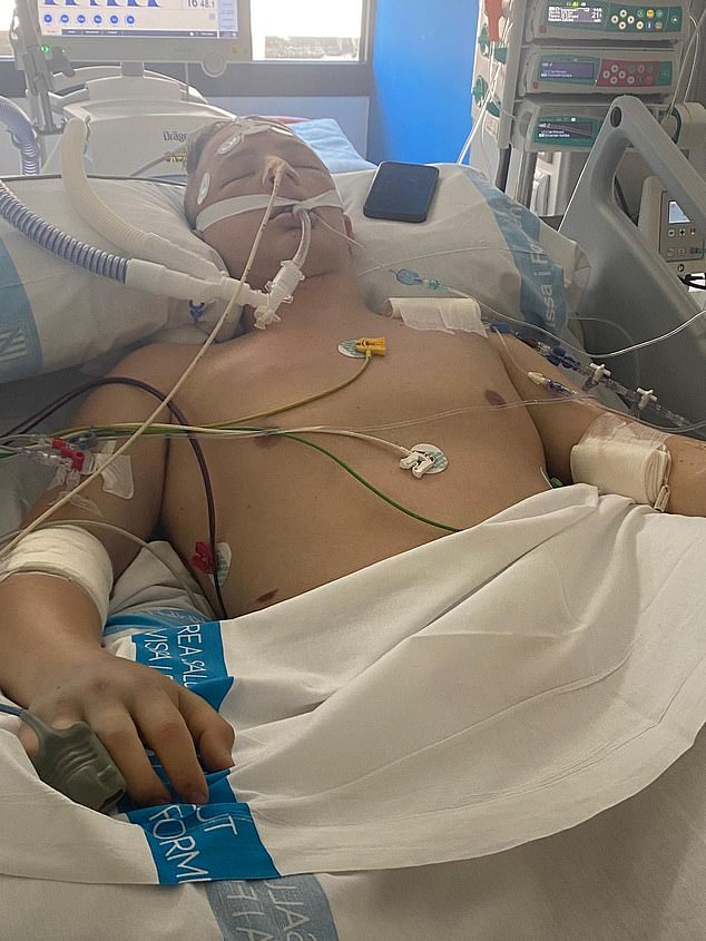Given his dire condition, the teenager was quickly rushed to hospital in an air ambulance. His last word was the name of his brother, Aaron. Ryan, who fell into a coma that evening, tragically died in intensive care (pictured) just five days later