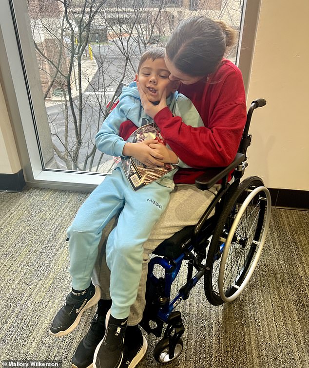Pictured: Wilkerson larks around with Beckham in a rehabilitation facility where she was eventually treated as an outpatient