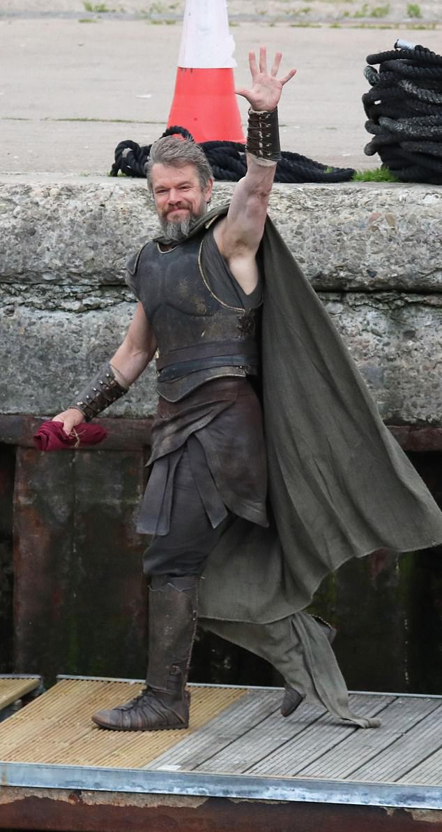 Matt Damon was also spotted on set as his character Odysseus, the Greek king of Ithaca