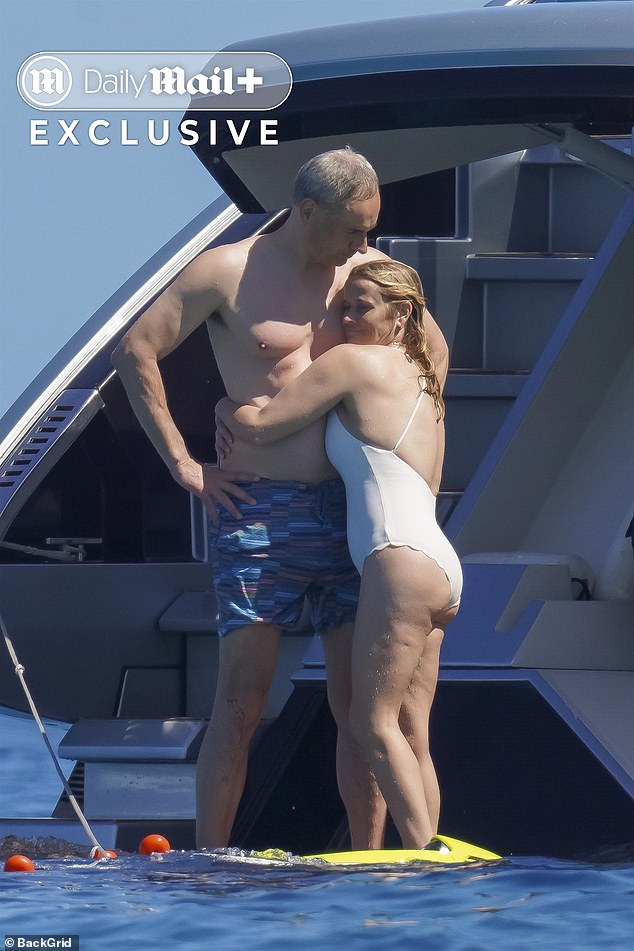 The actress sweetly embraced Oliver during the day