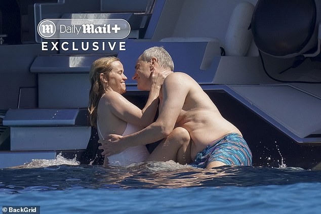 The couple looked relaxed and happy during the day
