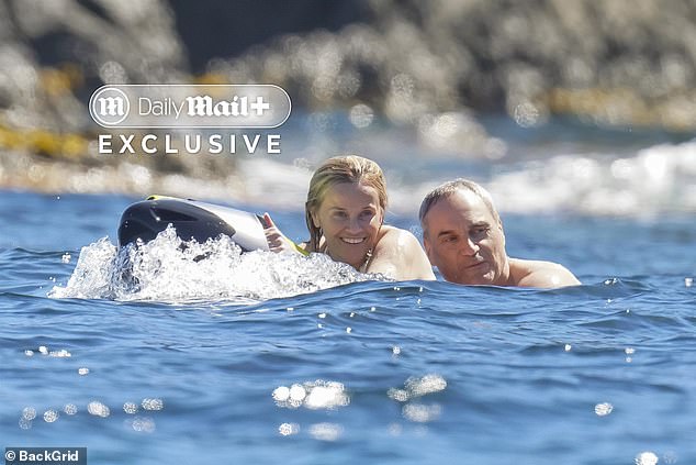 The couple enjoyed some watersports during the day