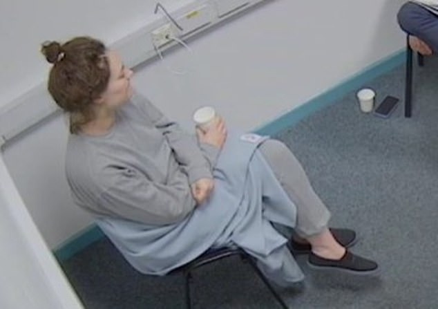 Image from police footage of Marten being interviewed after her arrest in February 2023. Police had searched for the aristocrat and Gordon for more than a month after finding Victoria's body