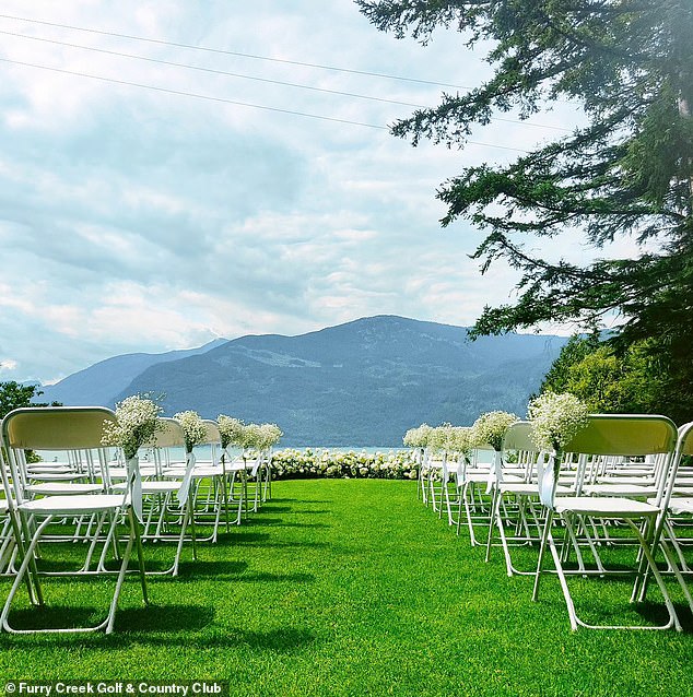 Quigley, of Colchester, Essex, claimed she was injured in a golf cart fiasco after her marriage ceremony (pictured: a ceremony set up at Furry Creek)