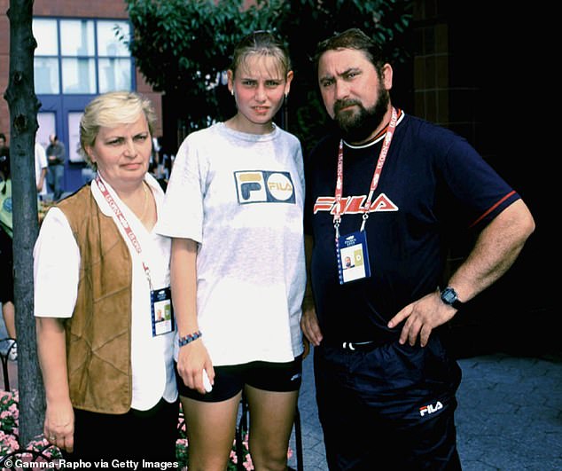 It was another blow to her heart after the years-long abuse she suffered at the hands of her father, Damir Dokic. Pictured with her father and mother Ljiljana in 1999