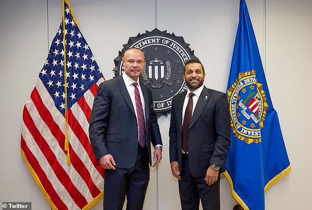 Reports emerged both FBI Director Kash Patel (right) and Dan Bongino (left) were considering stepping down over the review of the files – but it appears the weekend has cooled things off