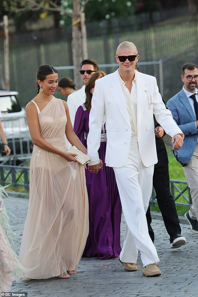 Haaland has been enjoying his time off during the off-season, with the star attending the event in Rome just days after the couple had been pictured on holiday in Ibiza