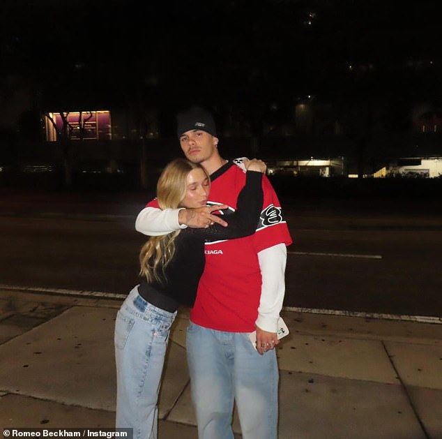 Days after blocking Brooklyn on Instagram, Romeo, 22, showed off his close bond with sister Harper, 14, and younger brother Cruz, 20
