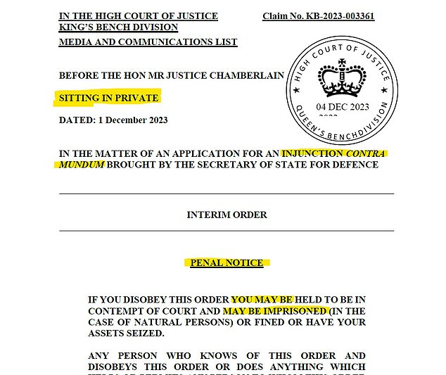 Daily Mail journalists faced jail by order of a Penal Notice if they revealed the Government's secret - or even breathed a word about the existence of the draconian court order