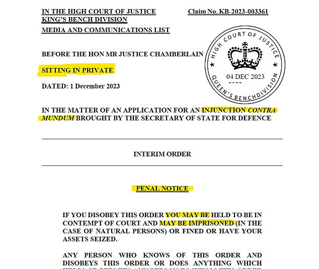 Mail journalists faced jail by order of a Penal Notice if they revealed the Government's secret - or even breathed a word about the existence of the draconian court order