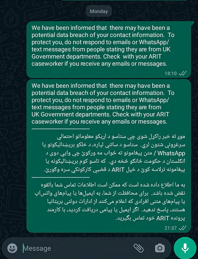 The message from panicking British officials which 'struck the fear of god' into Afghans hiding from Taliban revenge squads