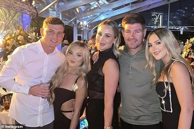 (L-R) Lee Byrne, Lilly Gerrard, Alex Gerrard, Steven Gerrard and Lexie Gerrard
