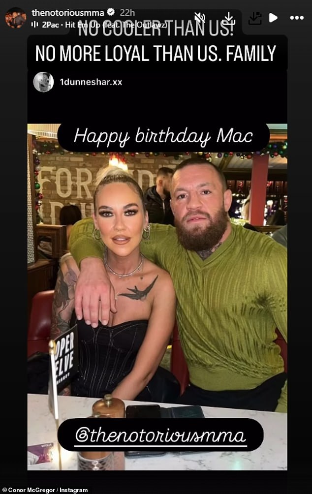 Conor also re-shared messages from his friends on his 37th birthday and made a telling comment about 'loyalty'