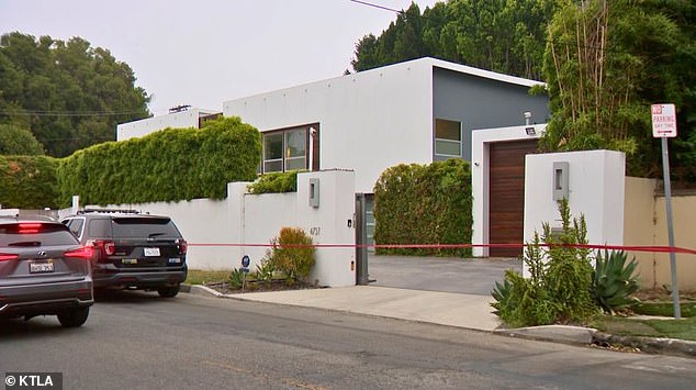 Officers with the Los Angeles Police Department were called to the six-bedroom home (pictured) for a welfare check, but when they entered, they discovered Kaye and Deluca's lifeless bodies