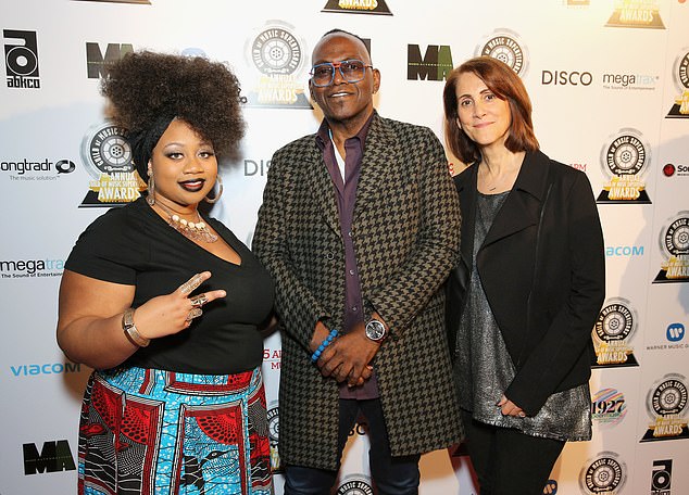 Kaye with Singer La'Porsha Renae and producer Randy Jackson in 2017