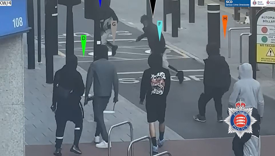 The knives are out - passers-by ran to safety as the Southsides, who had come looking for the rival Northside Newham gang, wielded knives and machetes
