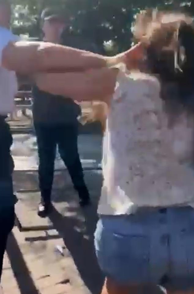 Amid the multiple other fights a woman says 'stupid little b***' and there are allegations of hair pulling