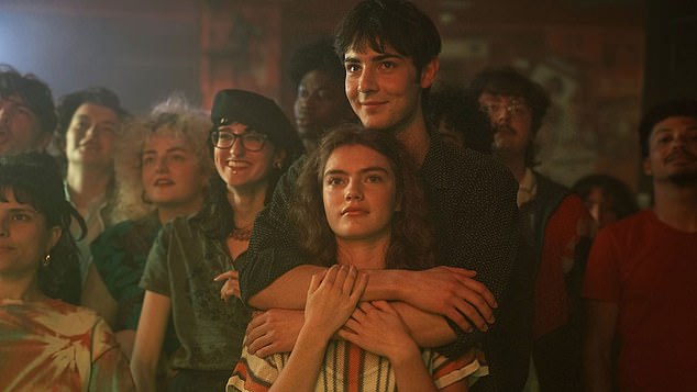 The pair first meet at a party where The Stone Roses are shaking the walls, and in a series of shy, touching scenes, they bond over a shared obsession with the wistful songs of Nick Drake and The Velvet Underground (pictured Rory Walton-Smith and Florence Hunt)