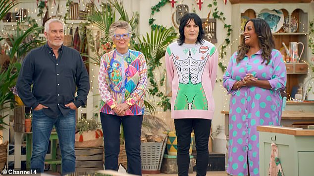 The new role comes after Prue Leith, 85, announced she was stepping away from all Great British Bake Off specials earlier this year (L-R Paul, Prue, Noel, and Alison pictured last year)