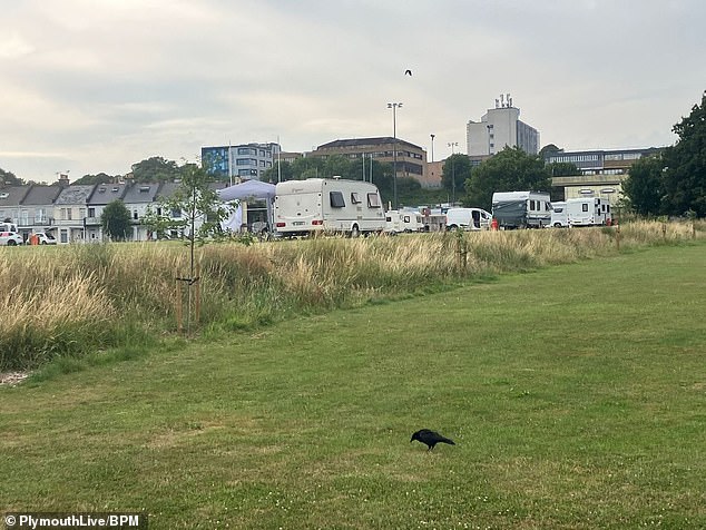 The travellers then moved on Sunday to council land at Stonehouse Creek (pictured)