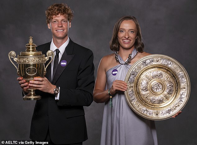 Jannik Sinner (left) beat Carlos Alcaraz, while Iga Swiatek (right) beat Amanda Anisimova