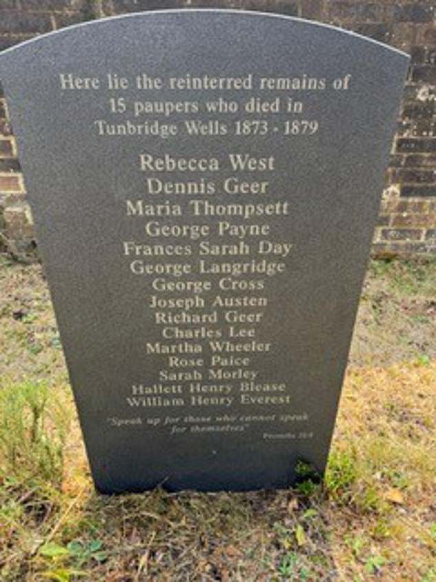 A gravestone has been erected for the 'reinterred remains of 15 paupers'. Locals say the memorial gravestone is designed to reinforce the message that 'it¿s all been dealt with'